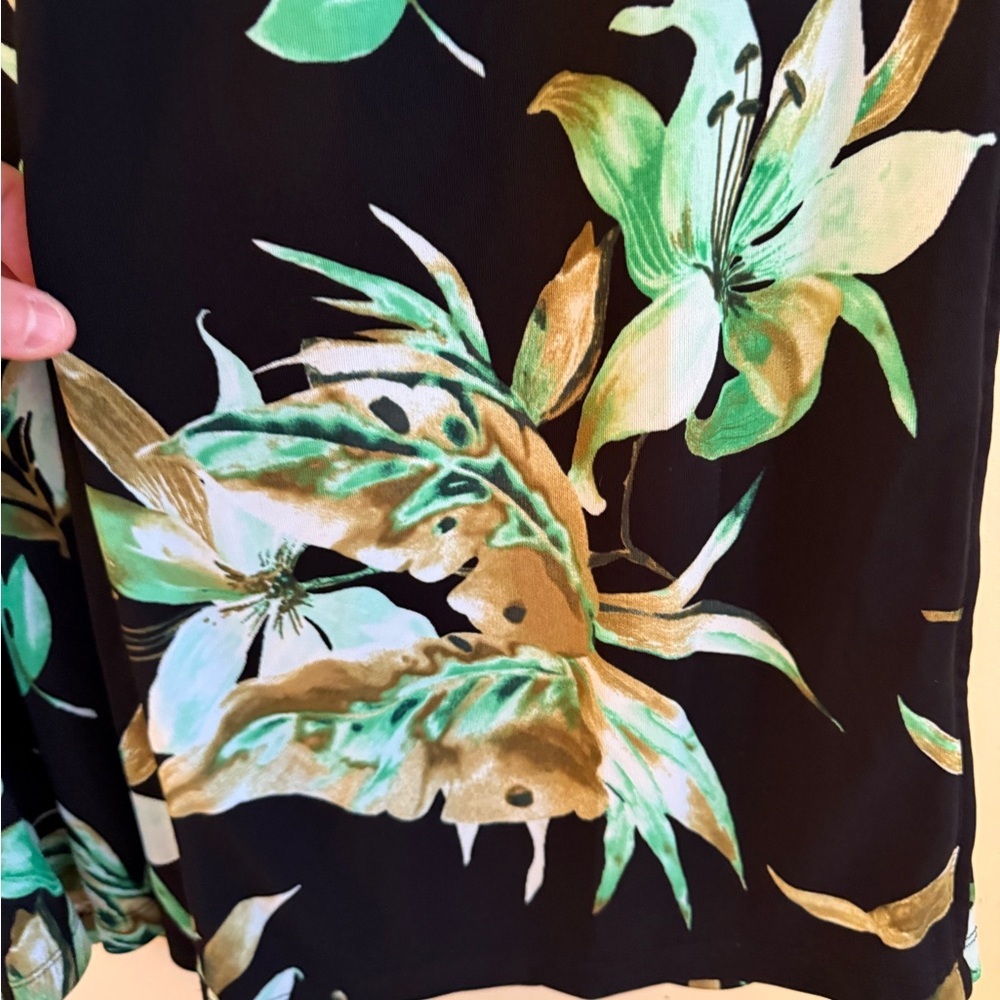 Lauren Ralph Lauren Black and Green tropical wide leg dress pants Sz.2X - Picture 5 of 8